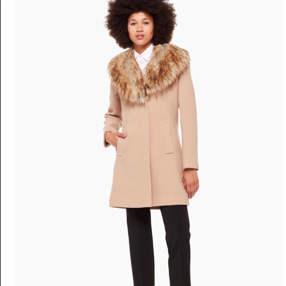 NWT Kate Spade Faux Fur collar size small